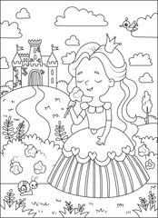 funny cute girls coloring page for kids