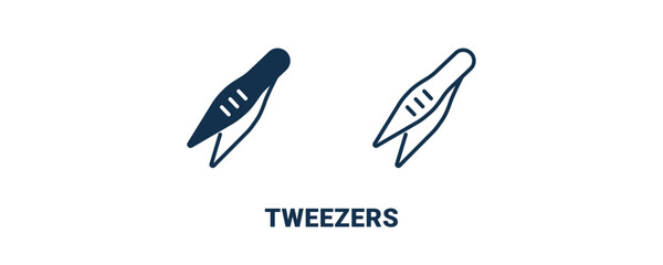 tweezers icon. Outline and filled tweezers icon from beauty and elegance collection. Line and glyph vector isolated on white background. Editable tweezers symbol.