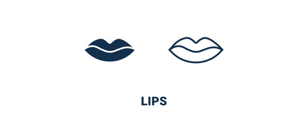 lips icon. Outline and filled lips icon from beauty and elegance collection. Line and glyph vector isolated on white background. Editable lips symbol.