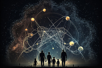 Constellation familiale, schéma familiale,  IA générative, Générative, IA 