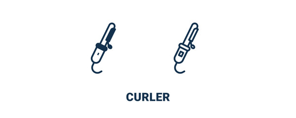curler icon. Outline and filled curler icon from beauty and elegance collection. Line and glyph vector isolated on white background. Editable curler symbol.