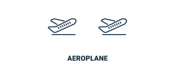 aeroplane icon. Outline and filled aeroplane icon from ai and future technology collection. Line and glyph vector isolated on white background. Editable aeroplane symbol.