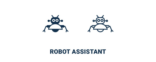 robot assistant icon. Outline and filled robot assistant icon from ai and future technology collection. Line and glyph vector isolated on white background. Editable robot assistant symbol.