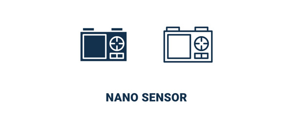 nano sensor icon. Outline and filled nano sensor icon from ai and future technology collection. Line and glyph vector isolated on white background. Editable nano sensor symbol.