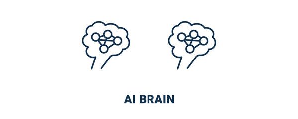 ai brain icon. Outline and filled ai brain icon from ai and future technology collection. Line and glyph vector isolated on white background. Editable ai brain symbol.