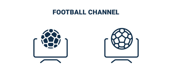 football channel icon. Outline and filled football channel icon from sport and games collection. Line and glyph vector isolated on white background. Editable football channel symbol.