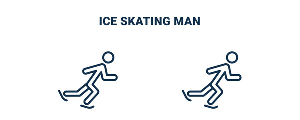 ice skating man icon. Outline and filled ice skating man icon from sport and games collection. Line and glyph vector isolated on white background. Editable ice skating man symbol.
