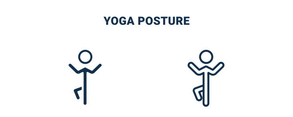yoga posture icon. Outline and filled yoga posture icon from sport and games collection. Line and glyph vector isolated on white background. Editable yoga posture symbol.