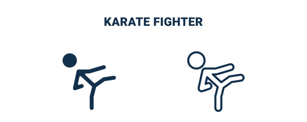 karate fighter icon. Outline and filled karate fighter icon from sport and games collection. Line and glyph vector isolated on white background. Editable karate fighter symbol. © Abstract