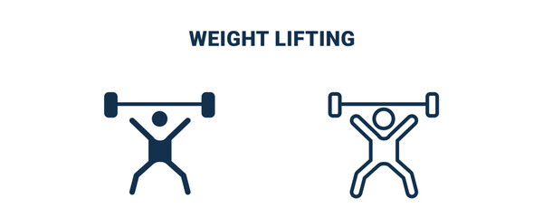 weight lifting icon. Outline and filled weight lifting icon from sport and games collection. Line and glyph vector isolated on white background. Editable weight lifting symbol.