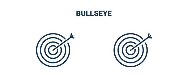bullseye icon. Outline and filled bullseye icon from sport and games collection. Line and glyph vector isolated on white background. Editable bullseye symbol.