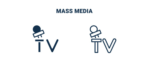mass media icon. Outline and filled mass media icon from social media marketing collection. Line and glyph vector isolated on white background. Editable mass media symbol.