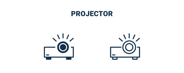projector icon. Outline and filled projector icon from electronic device and stuff collection. Line and glyph vector isolated on white background. Editable projector symbol.