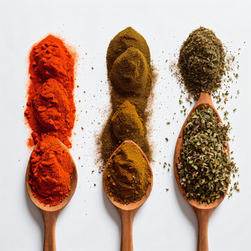 spices and herbs in bowls, generated with AI