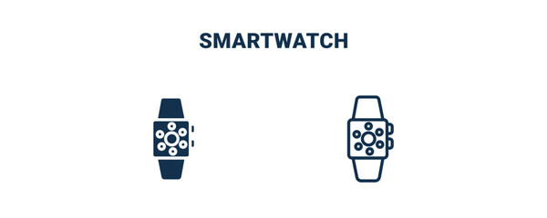 smartwatch icon. Outline and filled smartwatch icon from electronic device and stuff collection. Line and glyph vector isolated on white background. Editable smartwatch symbol.