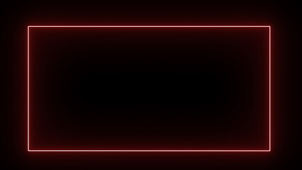 Red Neon rectangular frame with shining effects