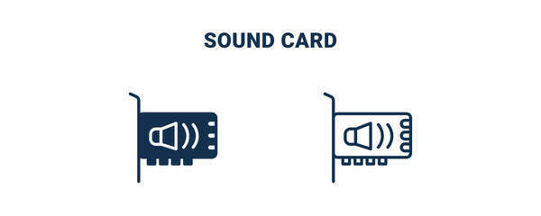 sound card icon. Outline and filled sound card icon from electronic device and stuff collection. Line and glyph vector isolated on white background. Editable sound card symbol.