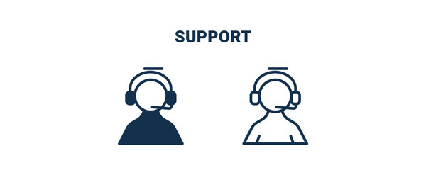 support icon. Outline and filled support icon from delivery and logistics collection. Line and glyph vector isolated on white background. Editable support symbol.