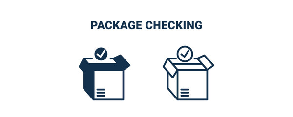 package checking icon. Outline and filled package checking icon from delivery and logistics collection. Line and glyph vector isolated on white background. Editable package checking symbol.