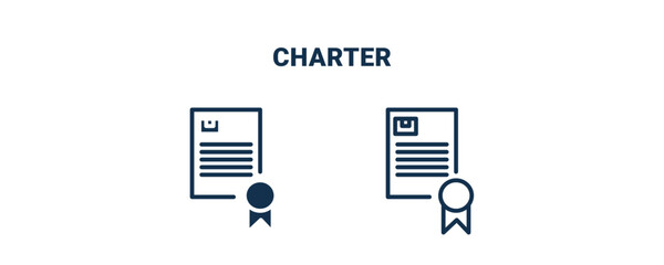 charter icon. Outline and filled charter icon from delivery and logistics collection. Line and glyph vector isolated on white background. Editable charter symbol.