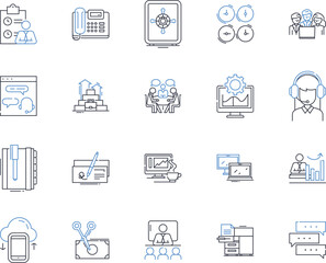 Association leadership line icons collection. Visionary, Strategic, Charismatic, Innovative, Collaborative, Decisive, Inspirational vector and linear illustration. Empathetic,Diplomatic,Trusrthy