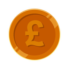 Pound Sterling Coin Bronze Money GBP Vector