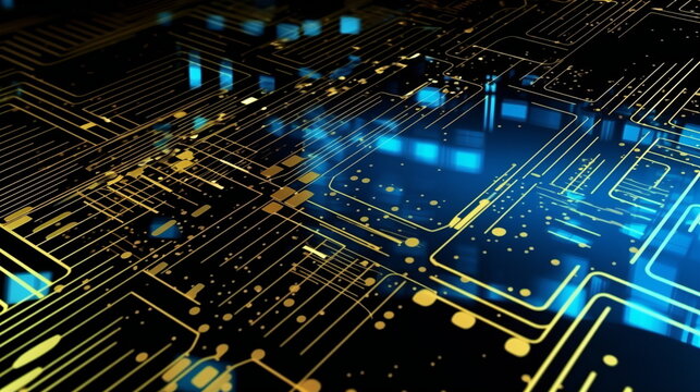 PCB, , aesthetic representation of technological details, created with Generative AI technology