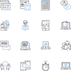 Governance line icons collection. Authority, Accountability, Transparency, Democracy, Policy, Regulation, Power vector and linear illustration. Leadership,Oversight,Decision-making outline signs set