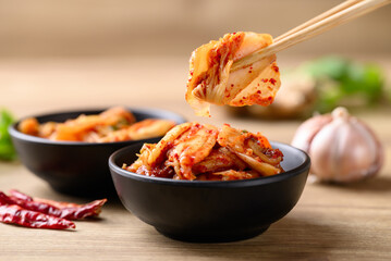 Kimchi cabbage, Korean homemade fermented side dish food - obrazy, fototapety, plakaty