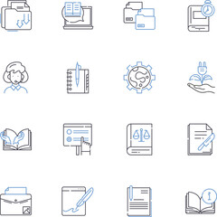 Graphic design line icons collection. Composition, Typography, Contrast, Hierarchy, Simplification, Texture, Color vector and linear illustration. Branding,Layout,Alignment outline signs set