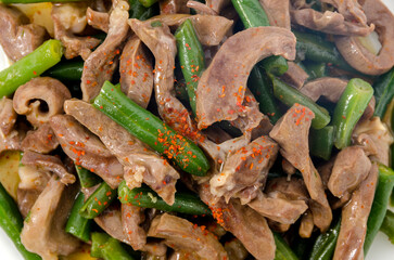 豚ハツとサヤインゲンの炒め物