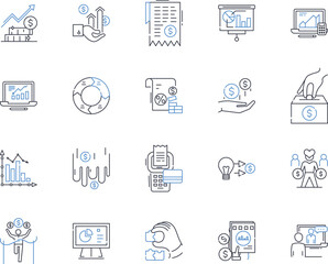 Revenue economy line icons collection. Profit, Growth, Sales, Income, Expansion, Fiscal, Turnover vector and linear illustration. Returns,Revenue stream,Yield outline signs set