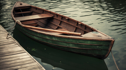 Obraz premium old wooden boat on the river