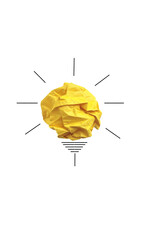 Concept of idea and innovation with paper ball, isolatend on white background, in format