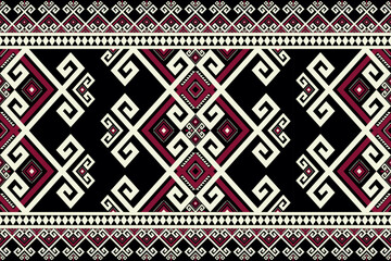 Ethnic geometric border pattern. Vector aztec tribal geometric shape seamless pattern. Traditional ethnic pattern use for textile border, carpet, rug, runner decorative, other home decoration elements