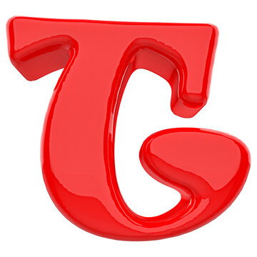 3d letter T red font 