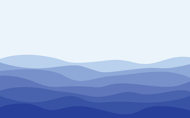 Abstract background with waves in blue tones, sea waves vector illustration.