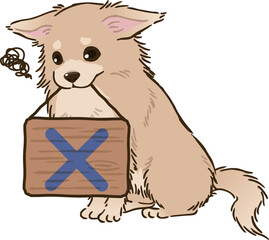 バツマークを持つチワワ（ロングコート、クリーム）