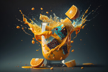 orange juice splash into glass