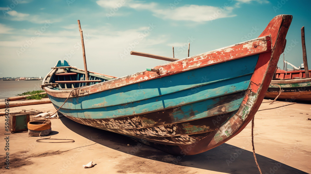 Canvas Prints fishing boats on the beach