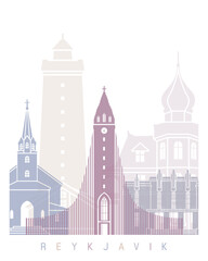 Obraz premium REYKJAVIK SKYLINE POSTER PASTEL