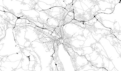Monochrome city map with road network of Zurich - 594604005