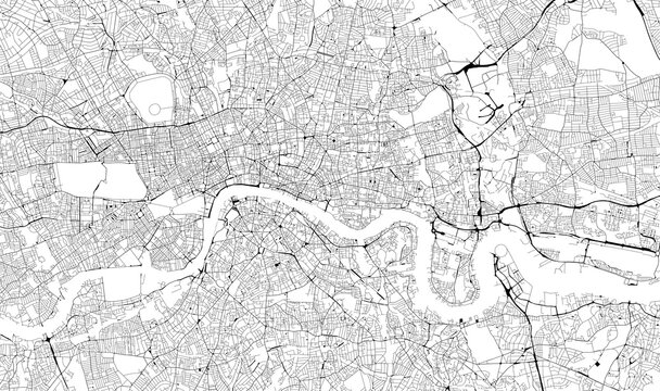 Monochrome city map with road network of London © Christian Pauschert