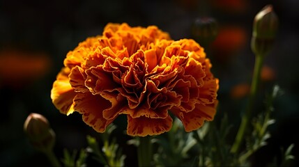 radiant glow of a marigold close-up. AI generated