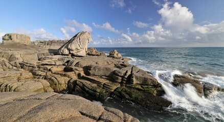 At the rocky coast in Britany, France