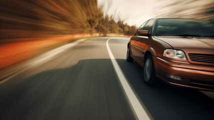 Fototapeta na wymiar car on road. motion blur. speed Generative AI
