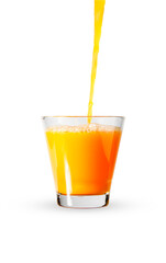 Orange juice in a conical glass.