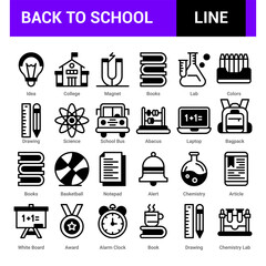 Back to school vector icon set of elements. Big educational clipart collection.