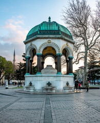 German Fountain from Sultanahmet Square. Istanbul, Turkey. Popular tourist destination.