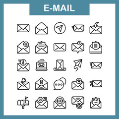 Email icons pack. Isolated Email symbols collection. Graphic icons element.